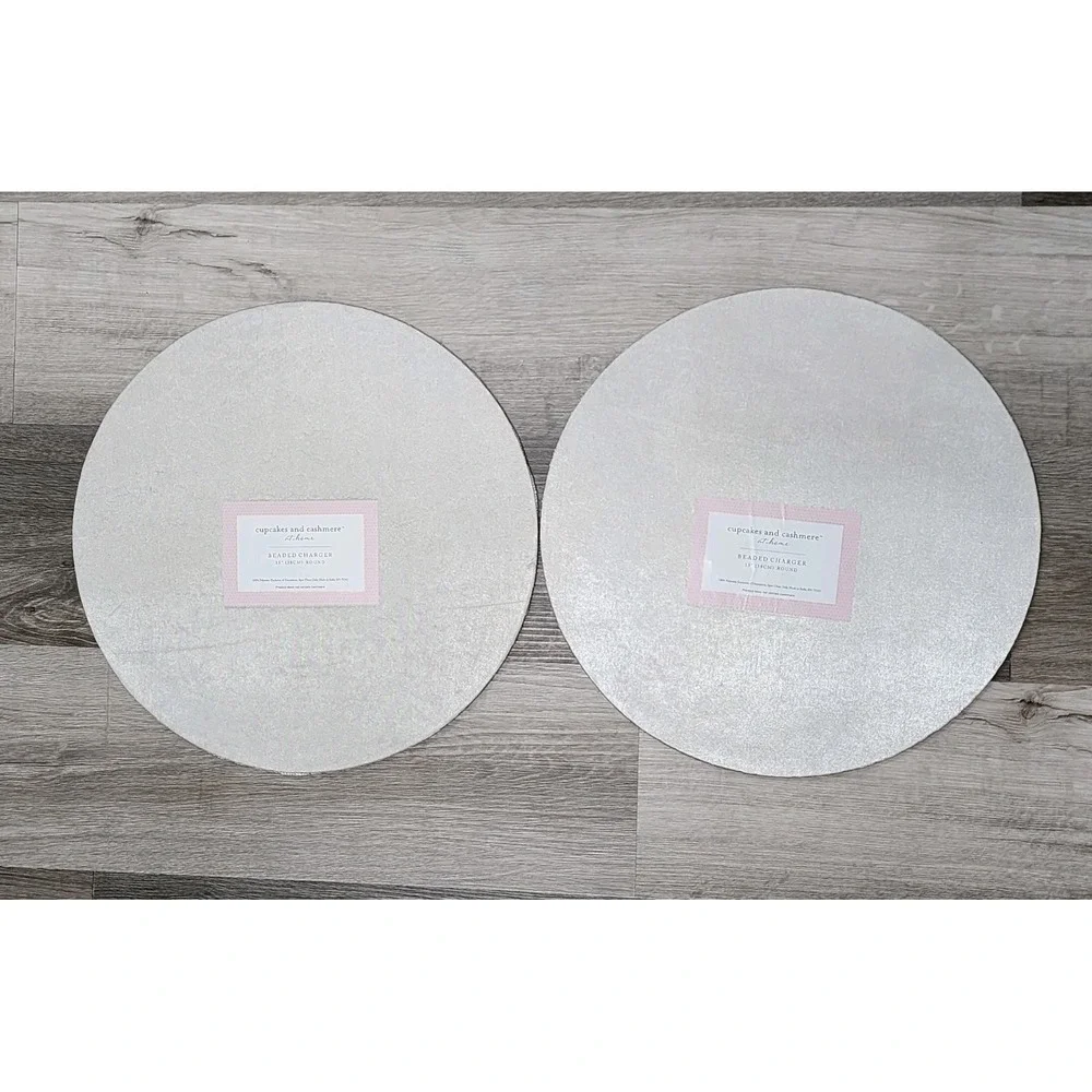 Valentines Day Pink & Gold Hearts Beaded‎ Placemat Charger Placemats 2 Pc 15